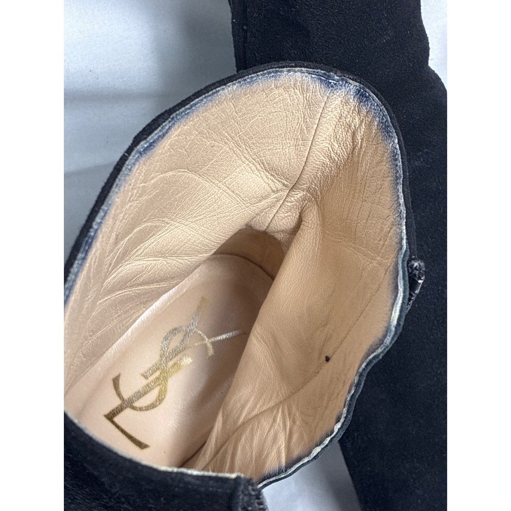 Yves Saint Laurent YSL Black Suede Tribute Platform Ankle Boots 38.5 Italy - Picture 6 of 11